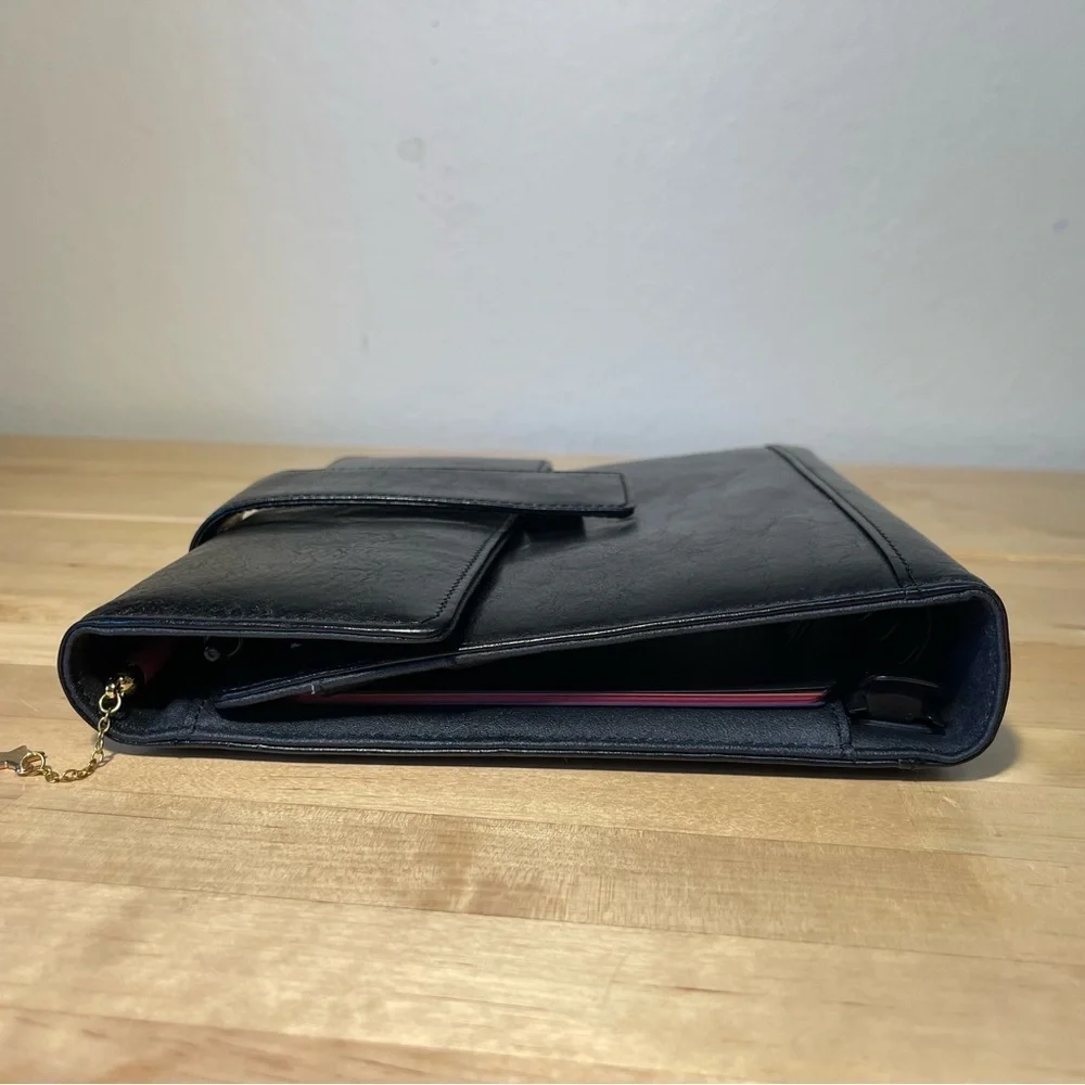 Time Manager Original 6 Rings Trifold personal size black gloss leather